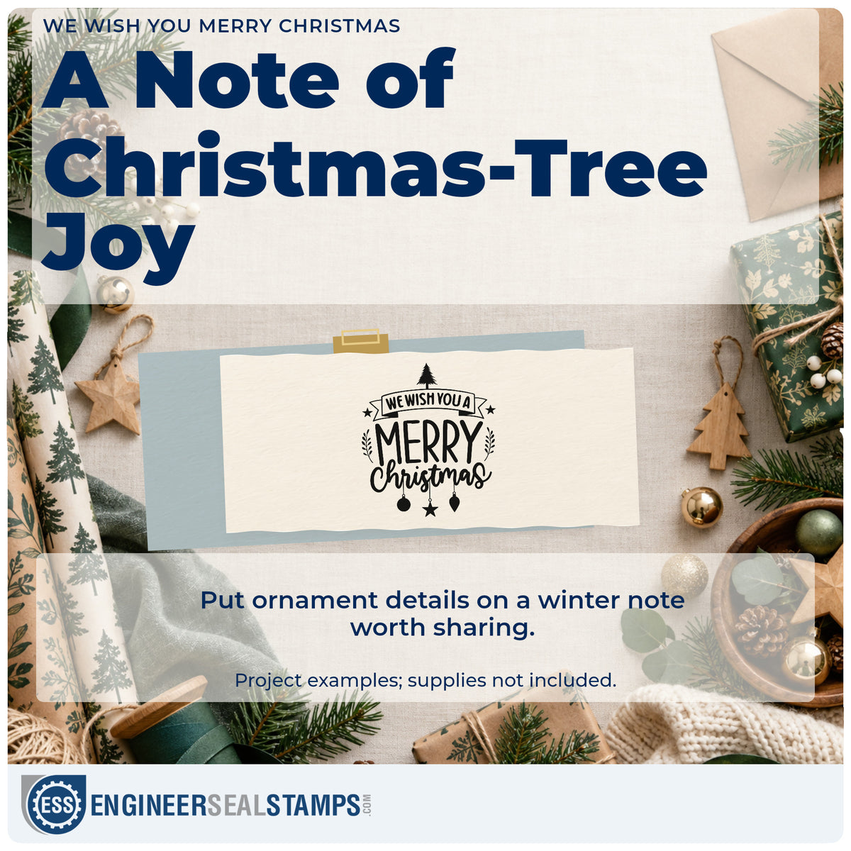 A finished handmade project stamped with the Duo Hand We Wish You A Merry Christmas Rubber Stamp, ideal for full page album.