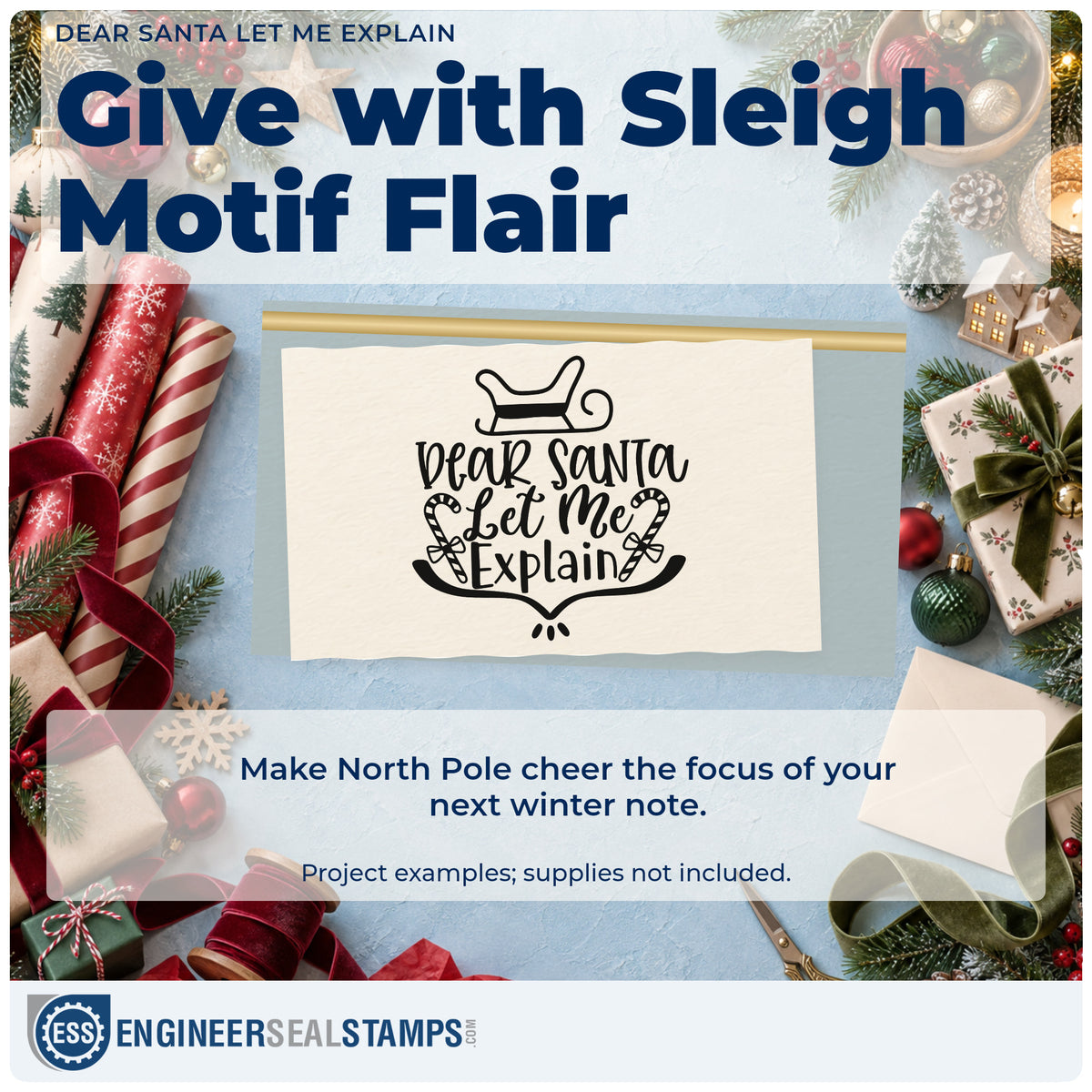A finished handmade project stamped with the Dear Santa Let Me Explain Stamp – Self-Inking, ideal for canes cards.