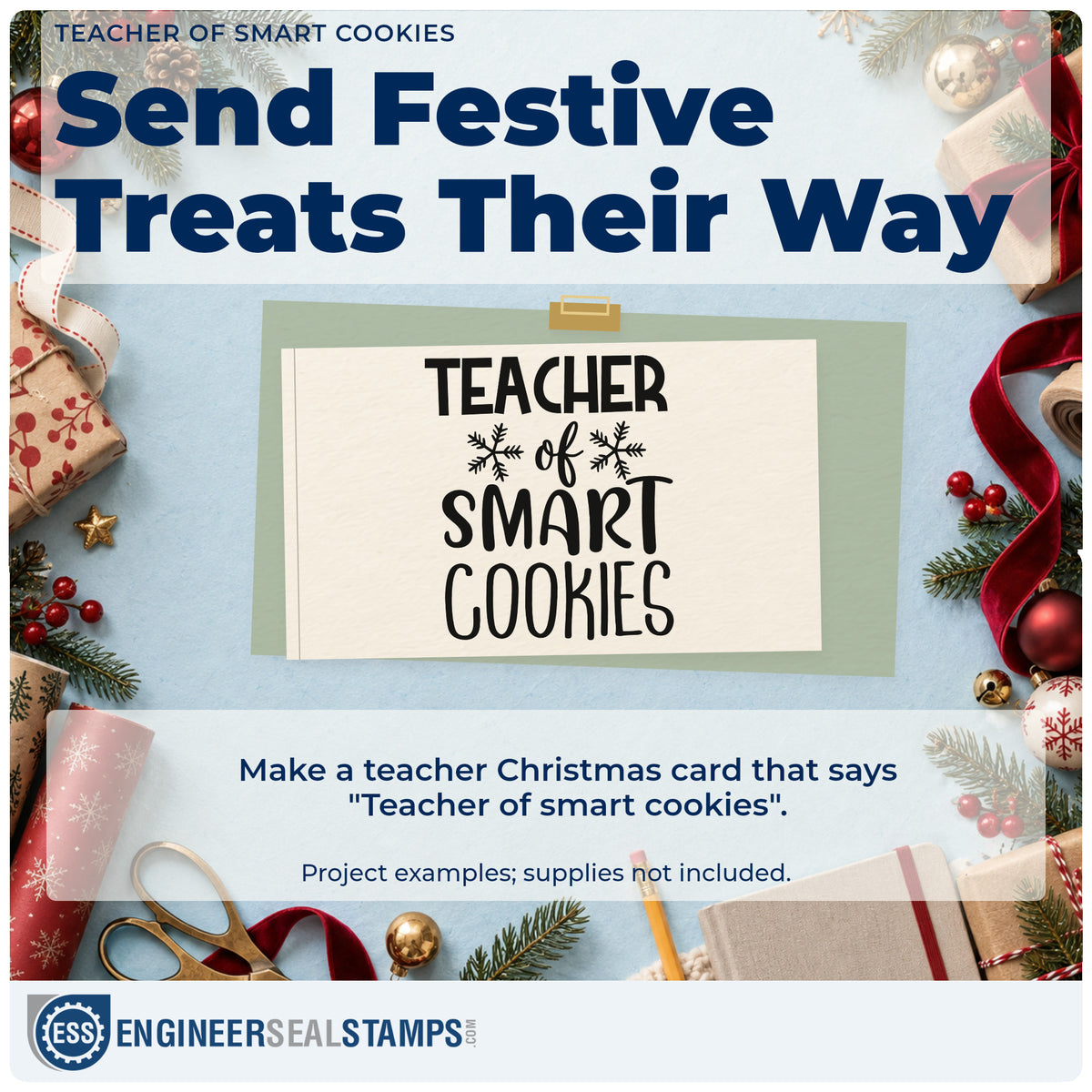 A finished handmade project stamped with the Teacher Of Smart Cookies Stamp – Self-Inking, ideal for class year album.