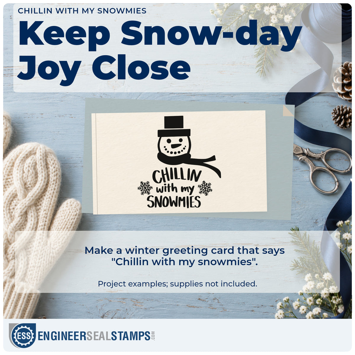 A finished handmade project stamped with the Chillin With My Snowmies Stamp – Self-Inking, ideal for build day album.
