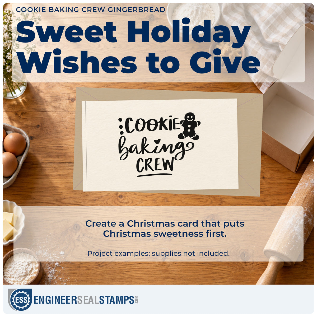 A finished handmade project stamped with the Cookie Baking Crew Gingerbread Pre-Inked Stamp – Slim, ideal for rule cards.