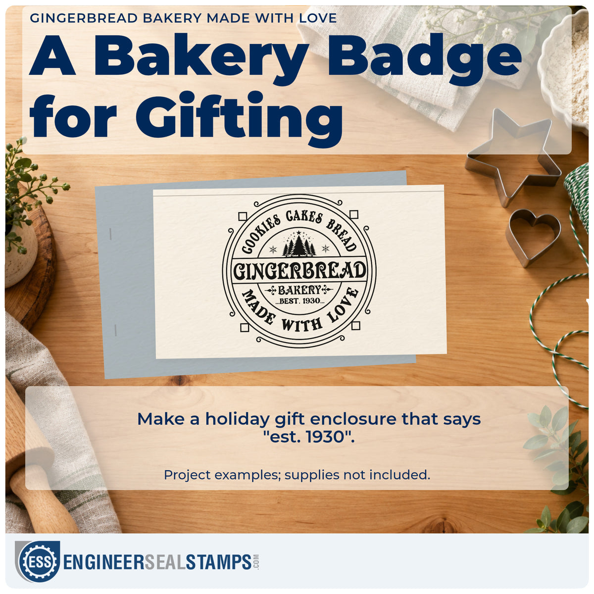 A finished handmade project stamped with the Cookies Cakes Bread Gingerbread Bakery Made With Love Stamp – PSI Pre-Inked, ideal for recipe vault album.
