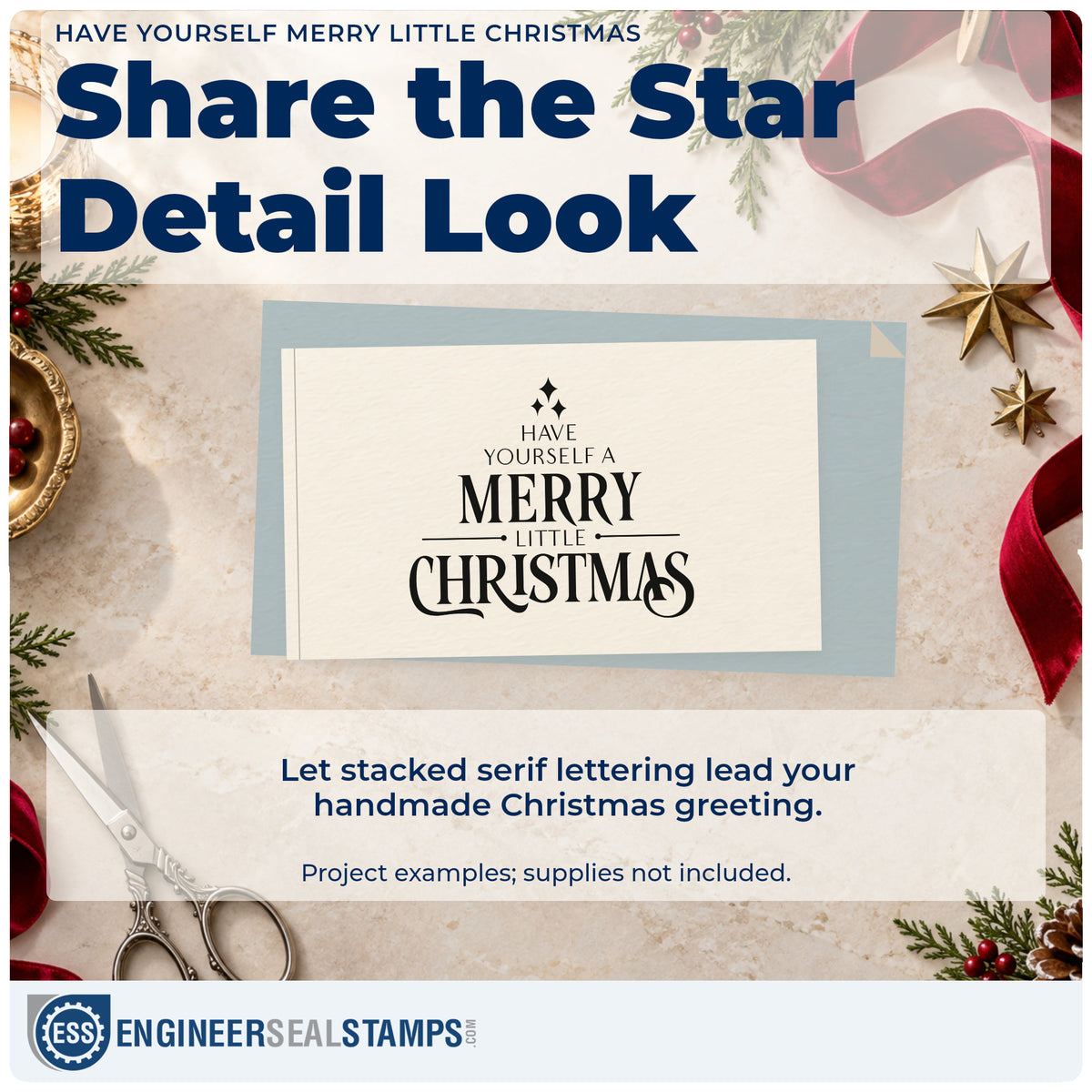 A finished handmade project stamped with the Have Yourself A Merry Little Christmas With Sparkles Self-Inking Stamp, ideal for stacked album header.