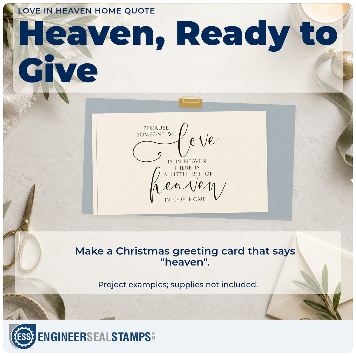 A finished handmade project stamped with the Love In Heaven Home Quote Duo Hand Stamp, ideal for memory album page.