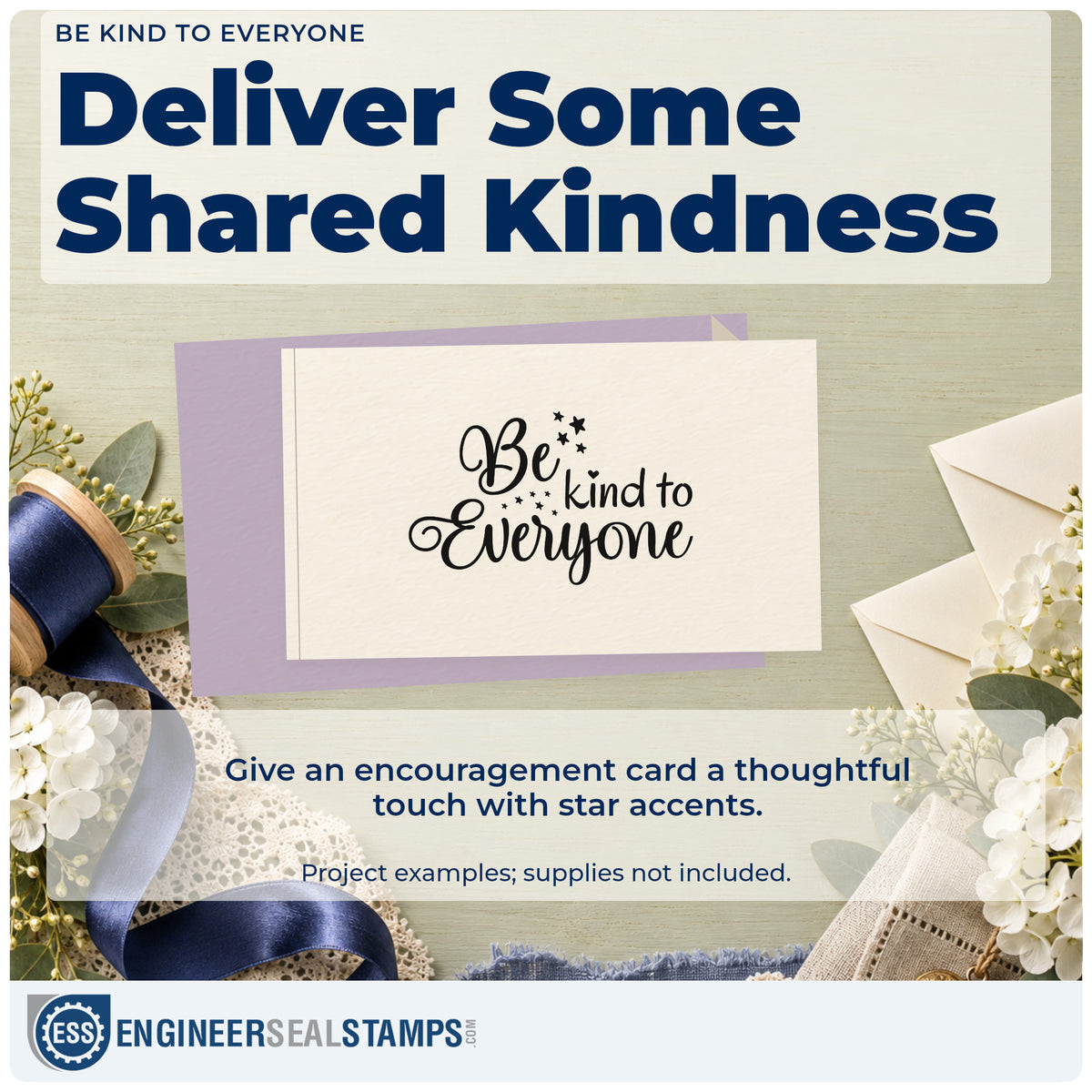 A finished handmade project stamped with the Be Kind To Everyone With Stars Pre-Inked Stamp – PSI, ideal for class year album page.