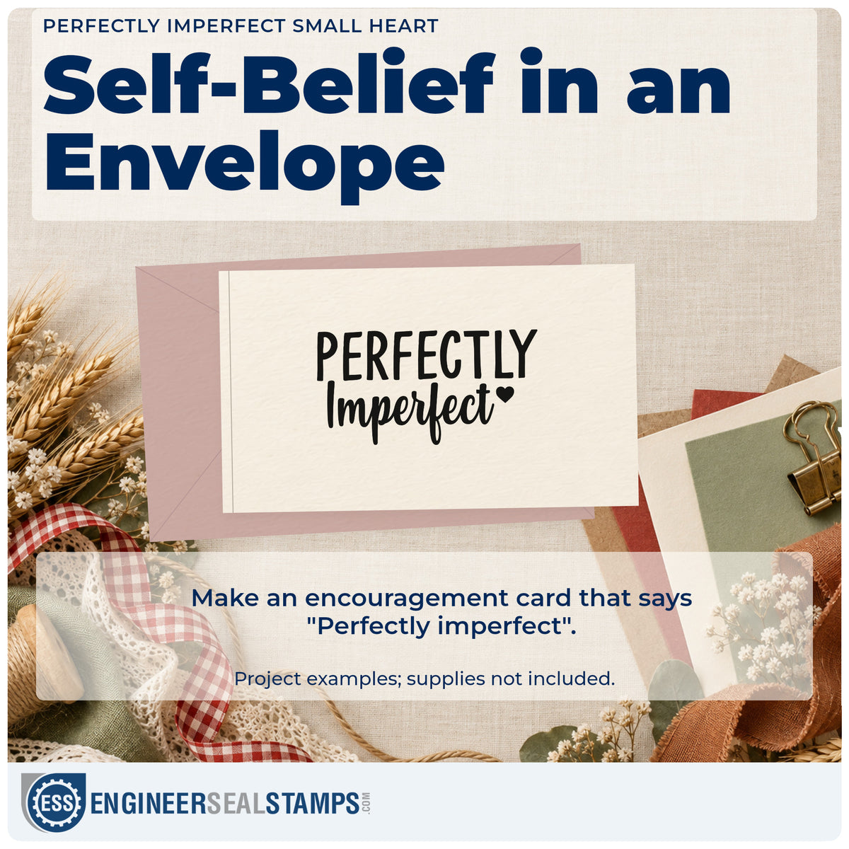 A finished handmade project stamped with the Perfectly Imperfect Stamp – Premium Vintage Pro Wooden, ideal for colorway album page.