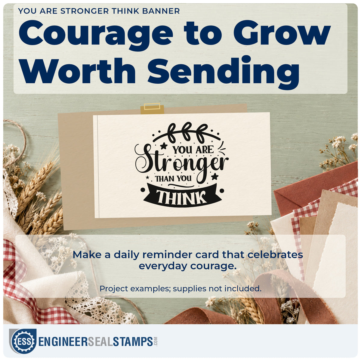 A finished handmade project stamped with the You Are Stronger Think Banner Stamp – Premium Vintage Pro Wooden, ideal for training album page.