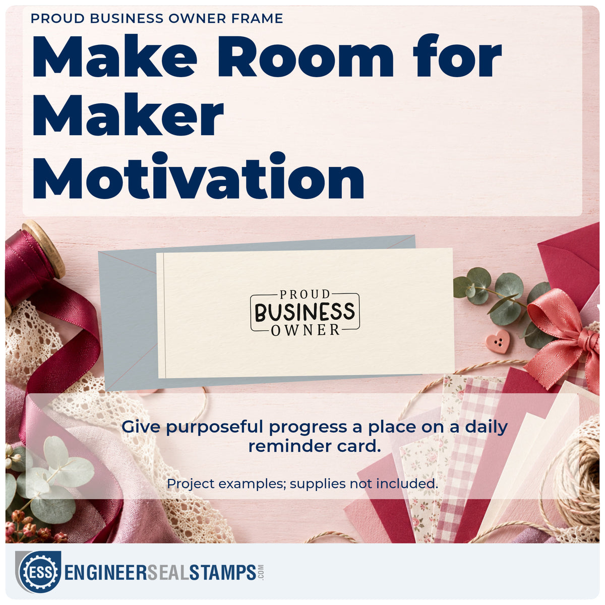 A finished handmade project stamped with the Premium Wooden Proud Business Owner Stamp – Vintage Pro, ideal for store year album page.