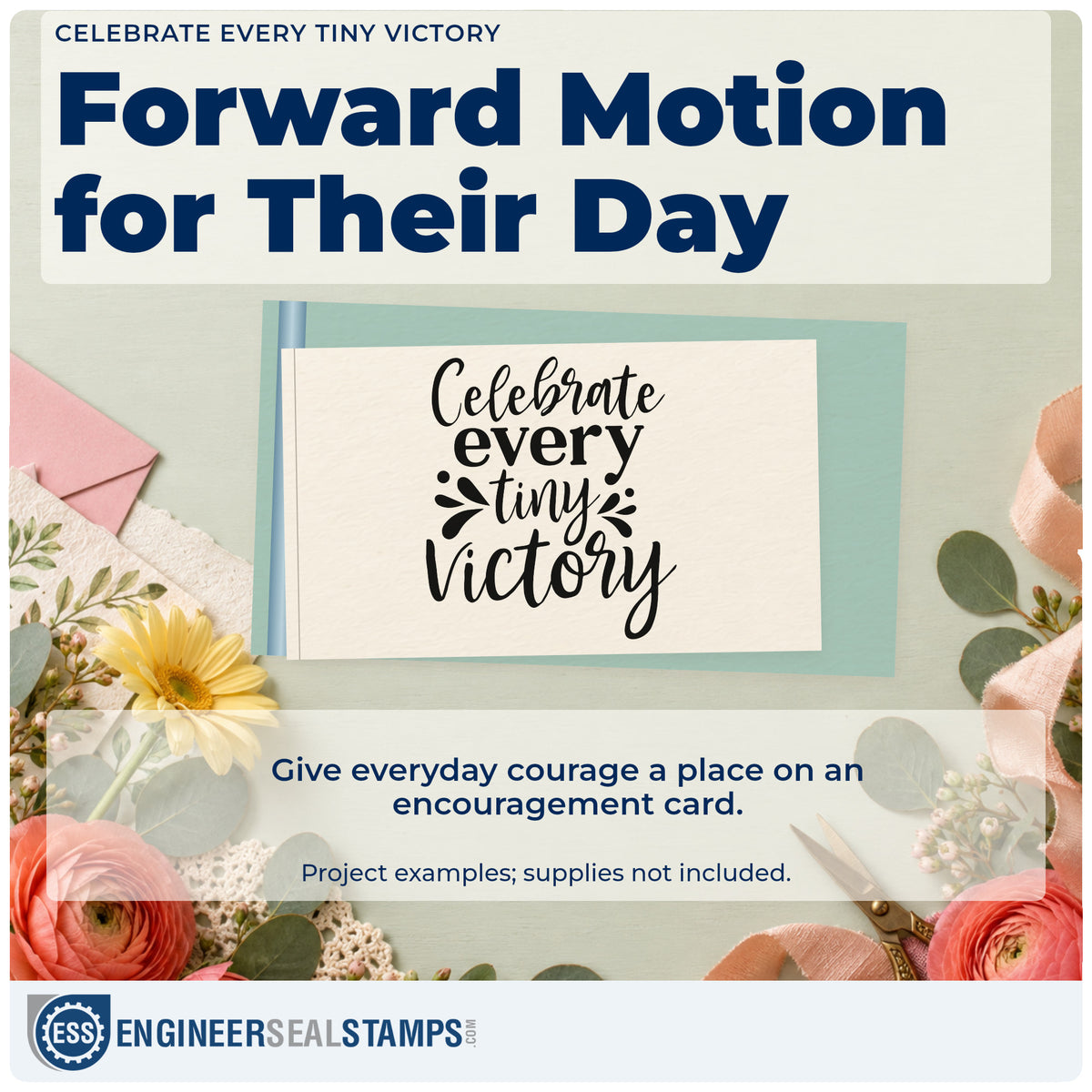 A finished handmade project stamped with the Celebrate Every Tiny Victory Duo Hand Stamp, ideal for organize album page.