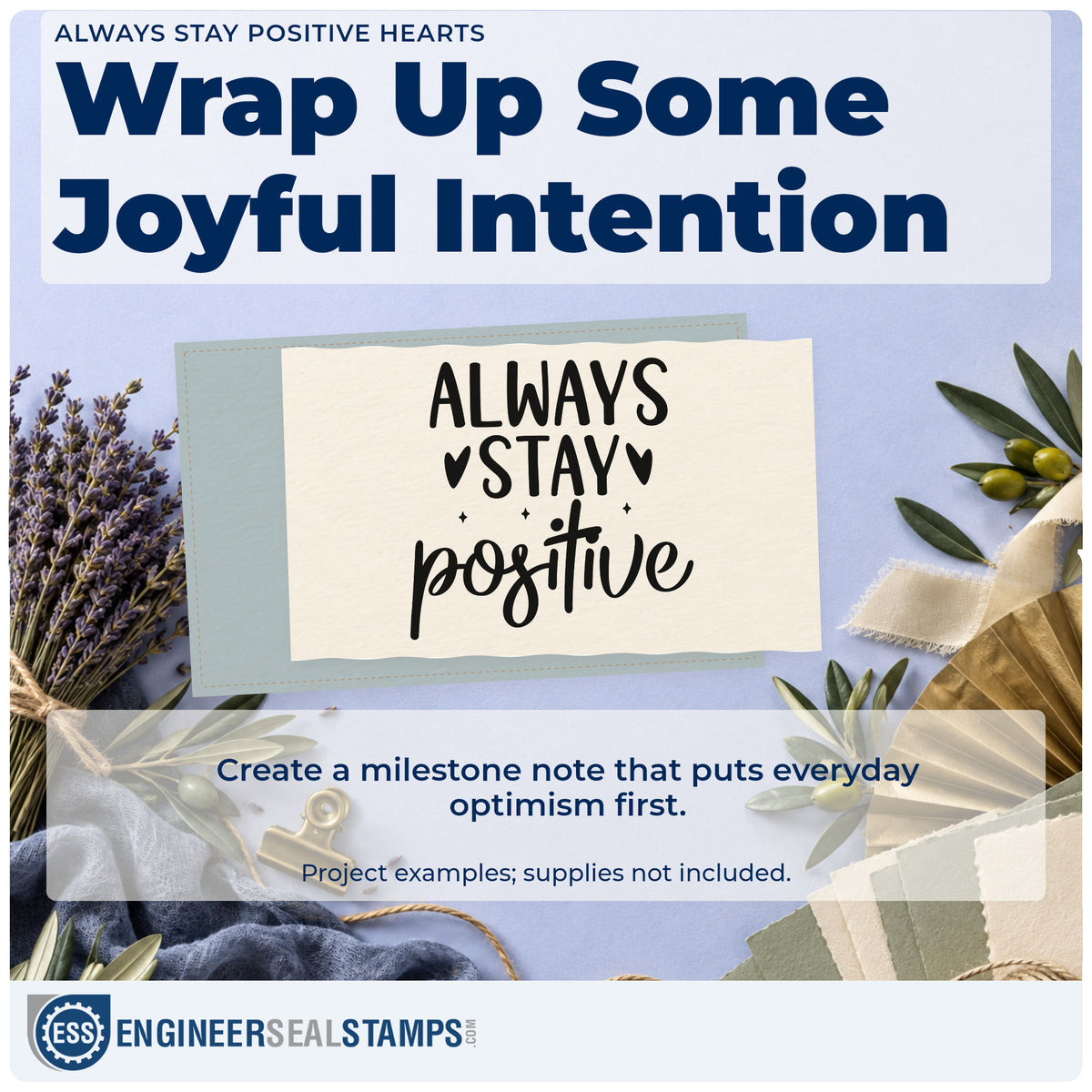 A finished handmade project stamped with the Always Stay Positive Rubber Stamp – Duo Hand, ideal for lesson term album page.