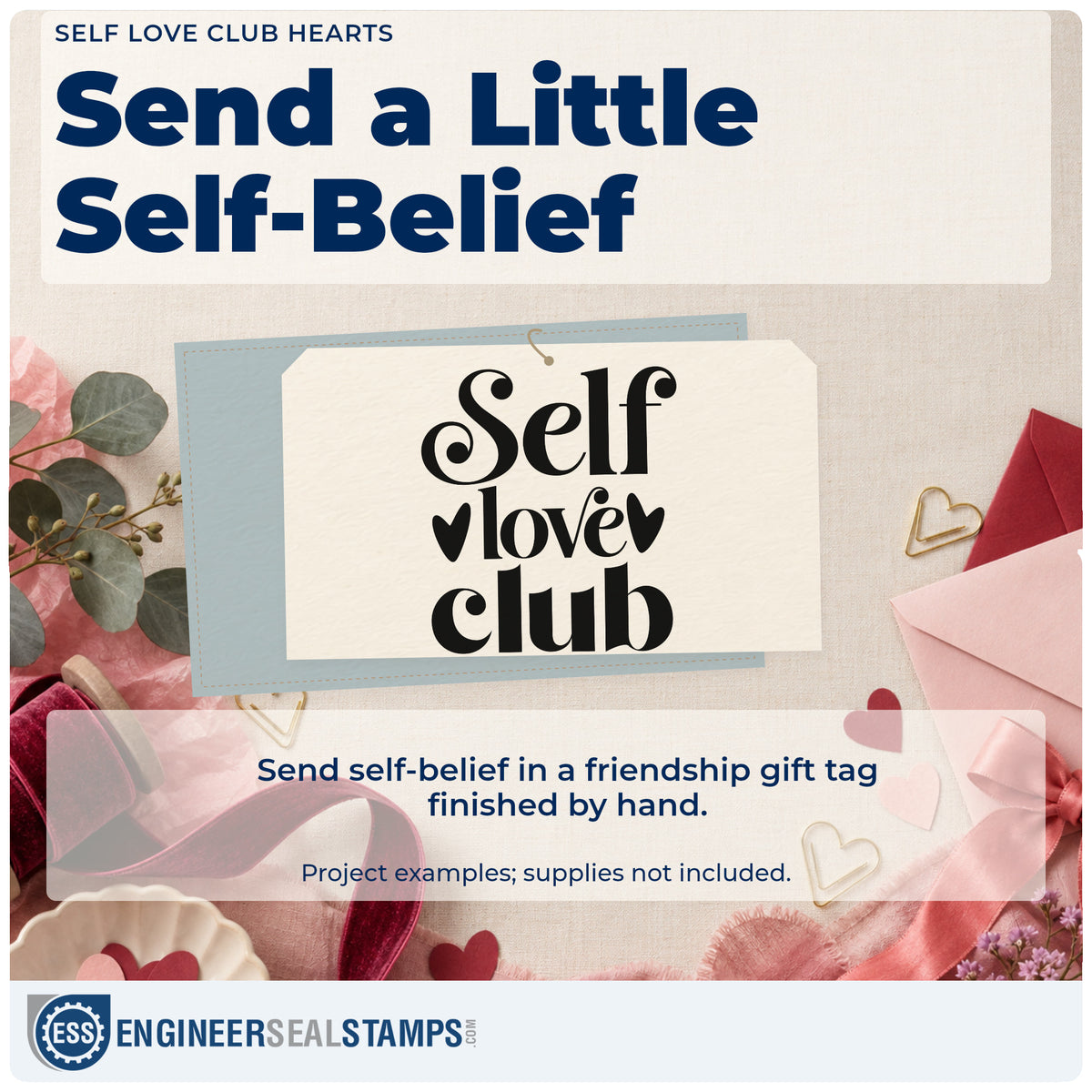 A finished handmade project stamped with the Self Love Club Stamp – Premium Vintage Pro Wooden, ideal for home spa album page.