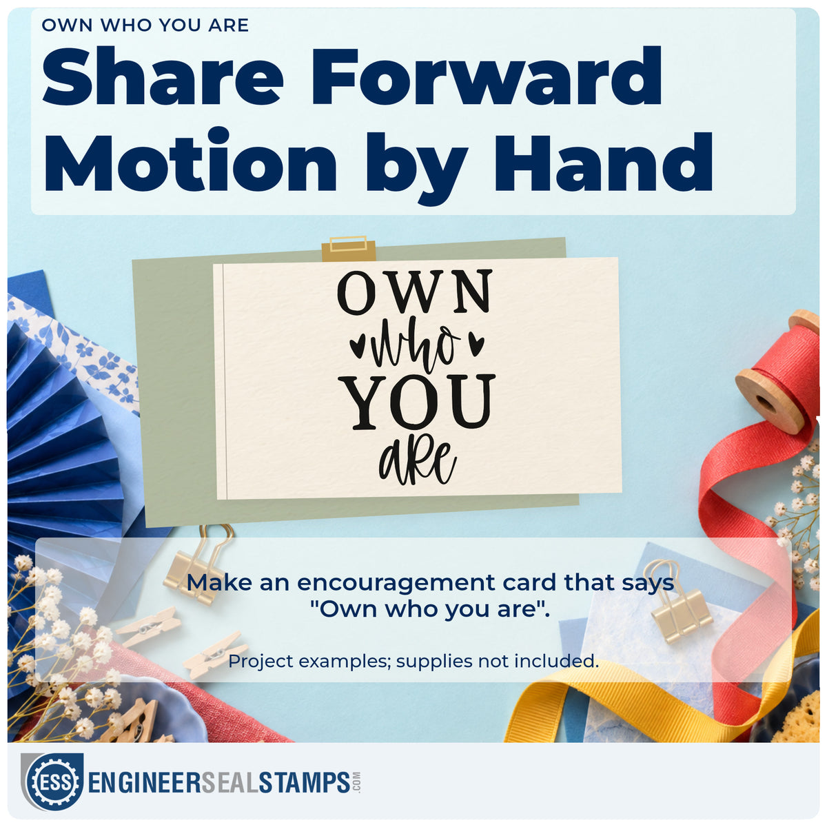 A finished handmade project stamped with the Own Who You Are With Hearts Stamp – PSI Pre-Inked, ideal for rink season album page.