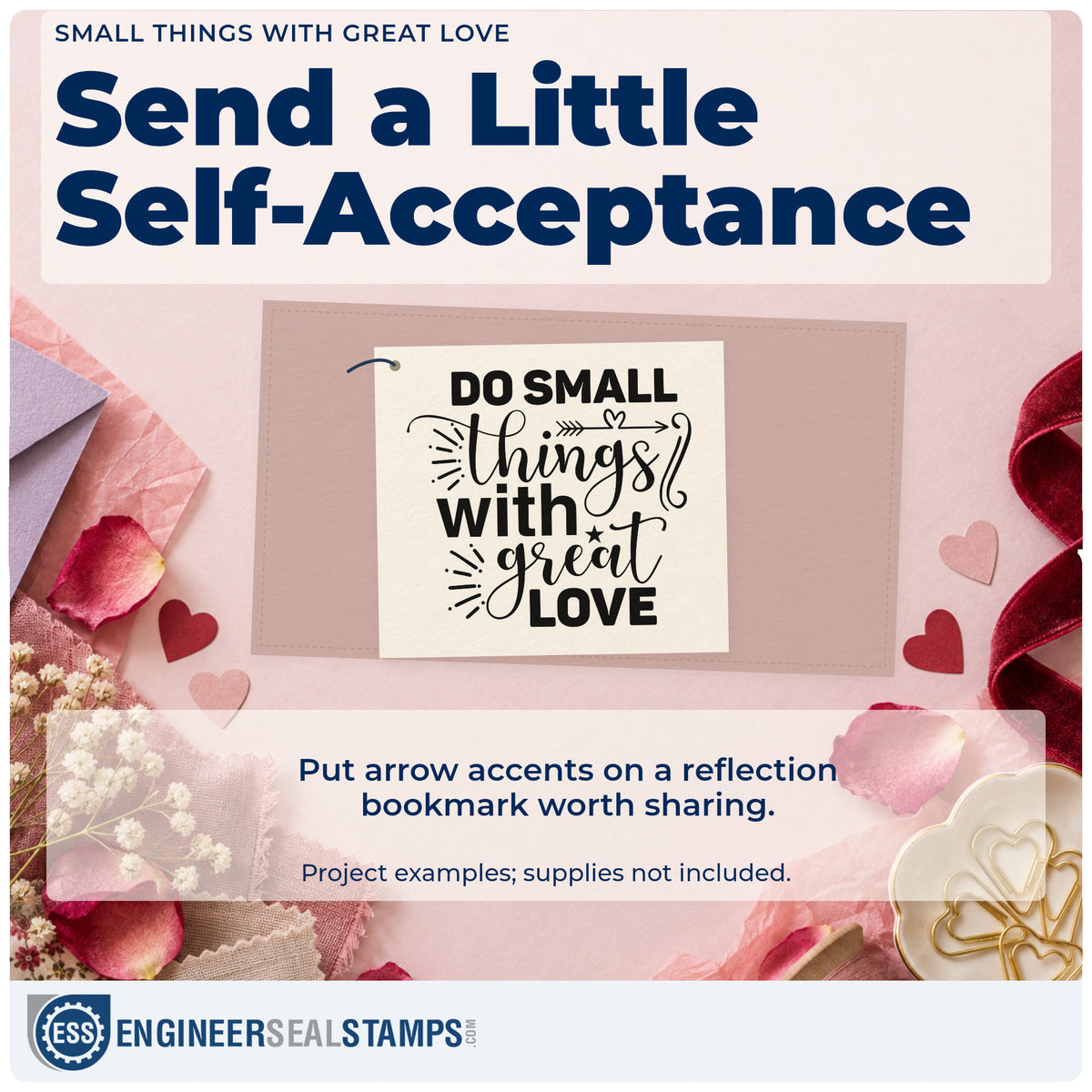 A finished handmade project stamped with the Do Small Things With Great Love Hand Stamp – Duo, ideal for charity knit album page.