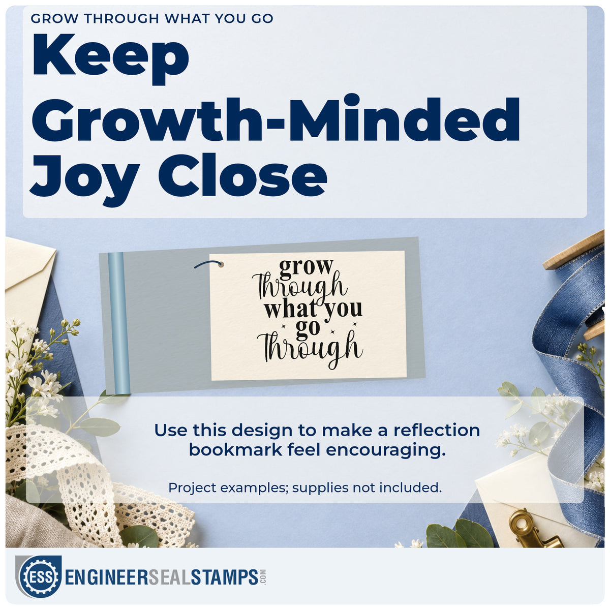 A finished handmade project stamped with the Grow Through What You Go Through With Stars Compact Pre-Inked Stamp – Slim, ideal for planting album page.