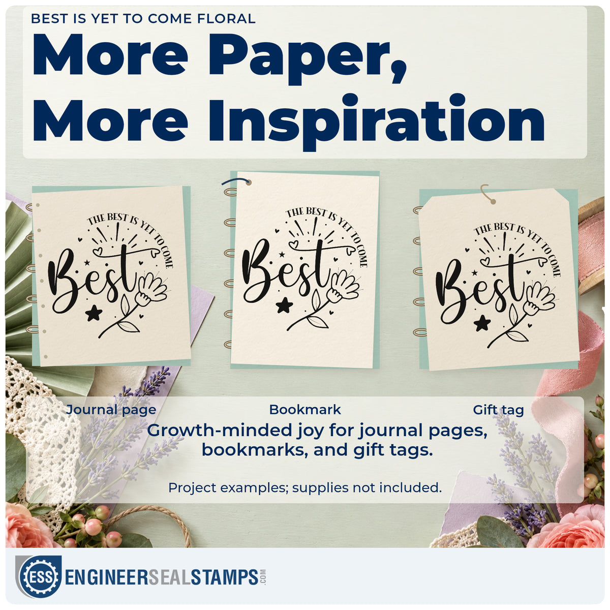 Three project examples made with the The Best Is Yet To Come Hand Stamp – Duo, including next year sheet.