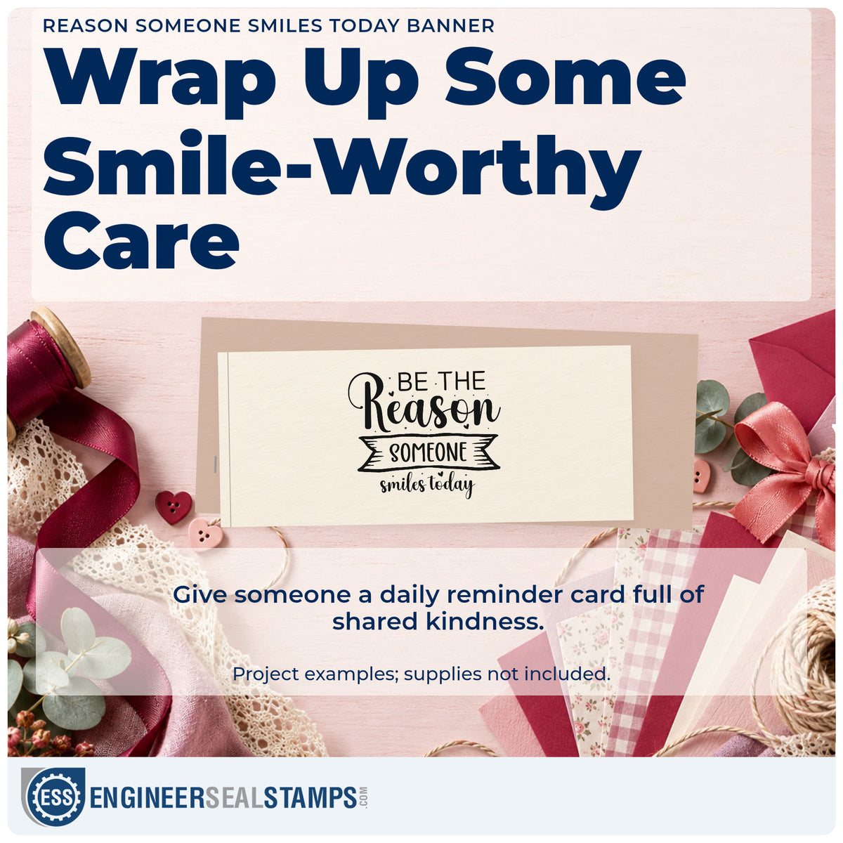 A finished handmade project stamped with the Be The Reason Someone Smiles Today Hand Stamp – Duo, ideal for route year album page.