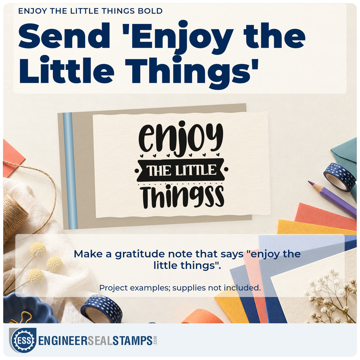A finished handmade project stamped with the Enjoy The Little Things Premium Wooden Stamp – Vintage Pro, ideal for collection album page.