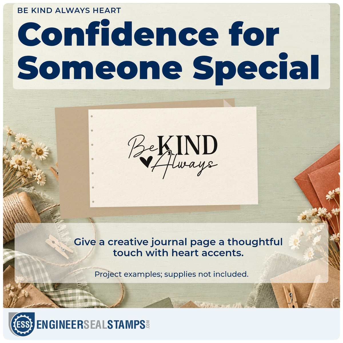 A finished handmade project stamped with the Be Kind Always Stamp – Duo Hand, ideal for pickup album page.