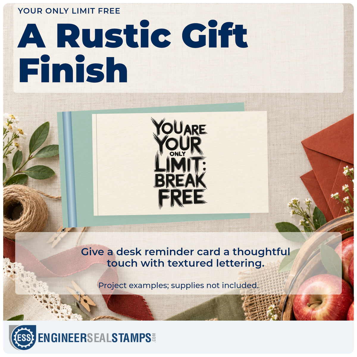 A finished handmade project stamped with the Self-Inking You Are Your Only Limit Break Free Stamp, ideal for river album page.