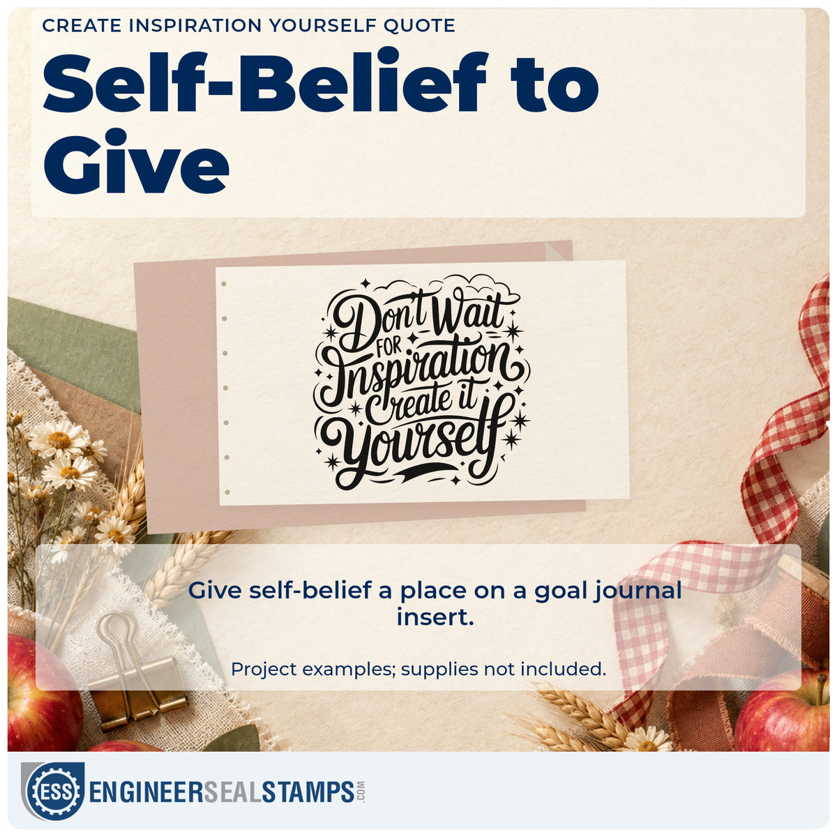 A finished handmade project stamped with the Duo Hand Don't Wait For Inspiration Create It Yourself Rubber Stamp, ideal for song album page.