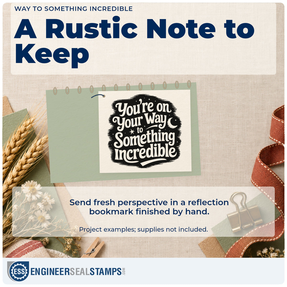 A finished handmade project stamped with the Duo Hand You're On Your Way To Something Incredible Rubber Stamp, ideal for internship album page.