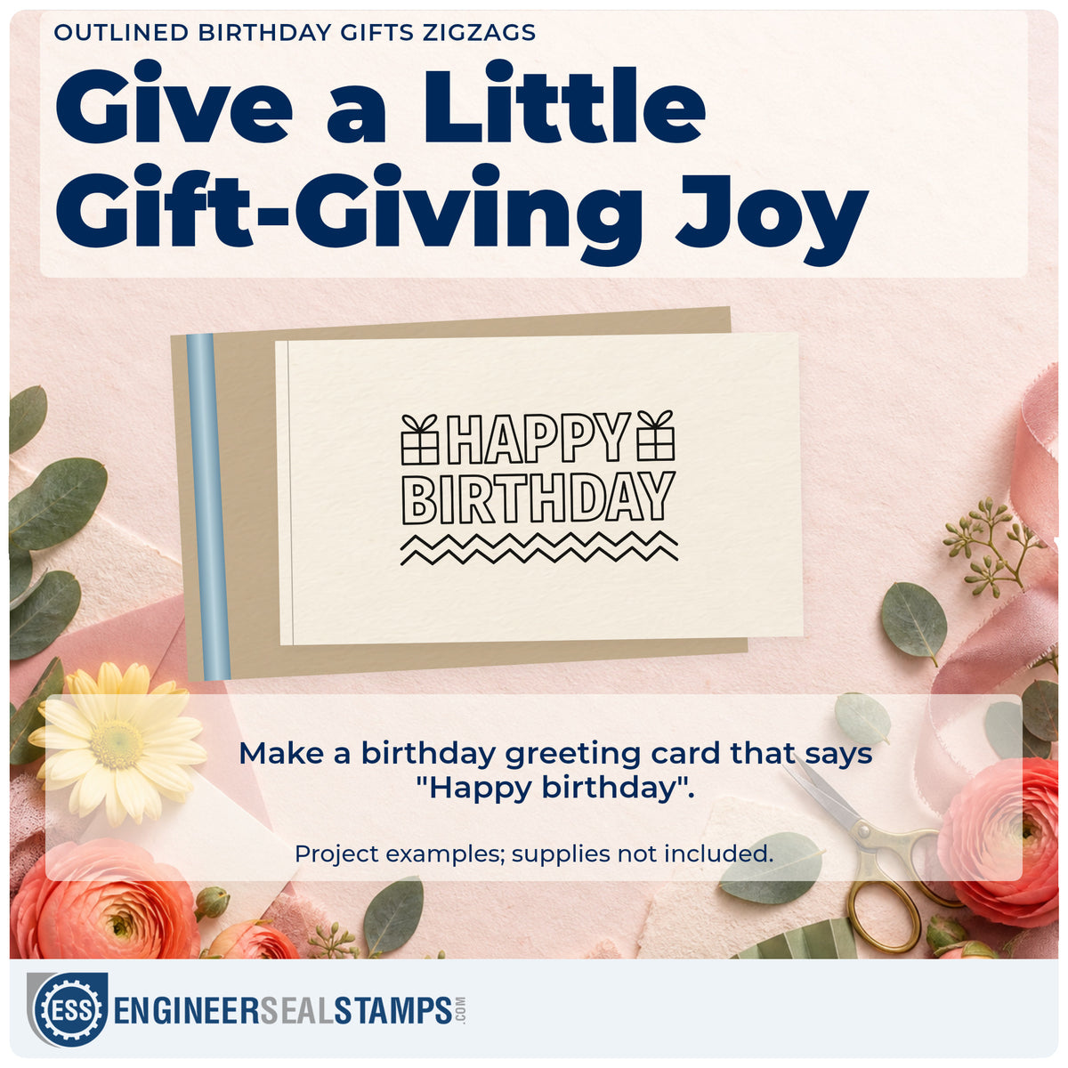 A finished handmade project stamped with the Gift Accents With Outlined Happy Birthday Slim Pre-Inked Stamp, ideal for making party album page.