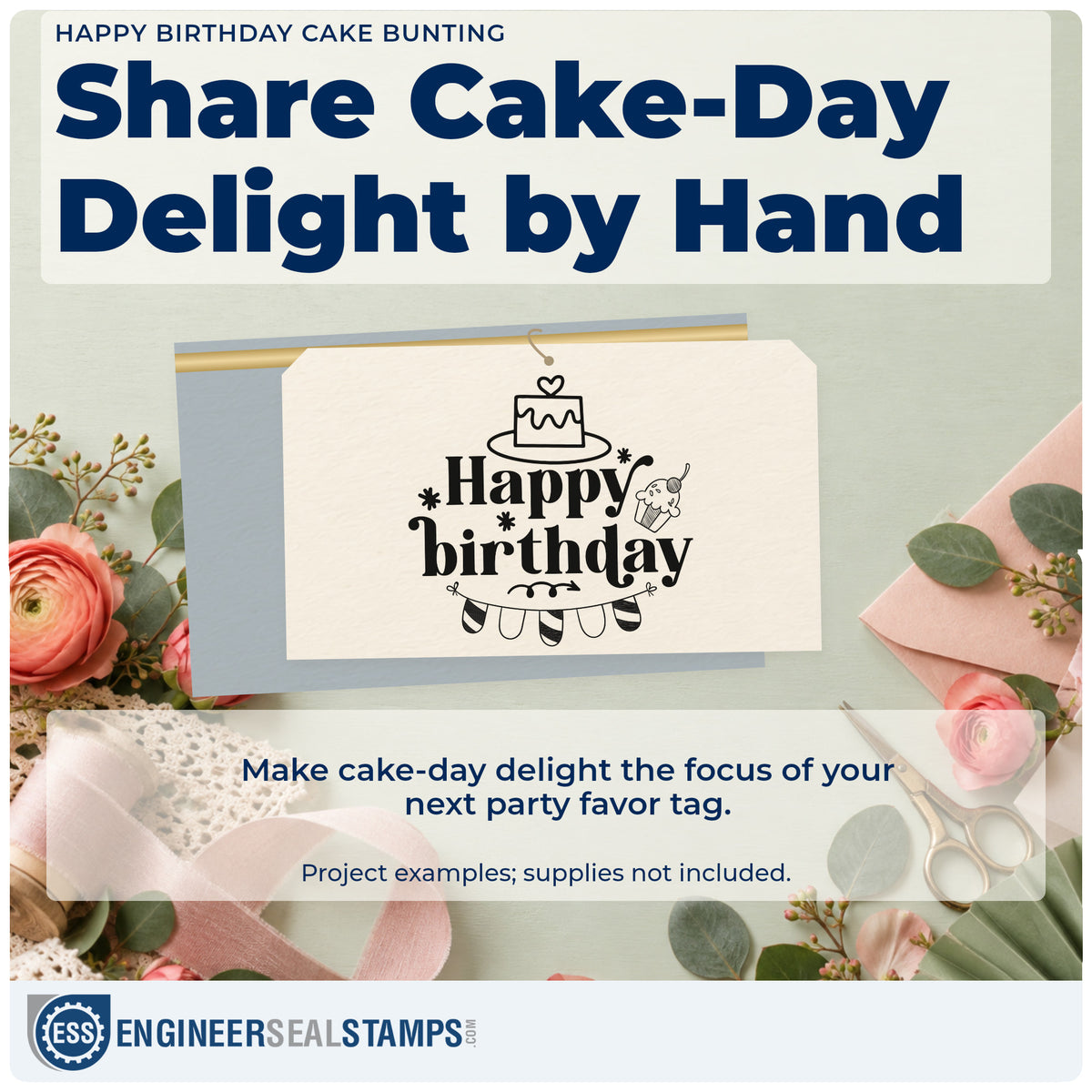A finished handmade project stamped with the Heart Cake And Cherry Cupcake Birthday Pre-Inked Stamp – PSI, ideal for sleepover album page.