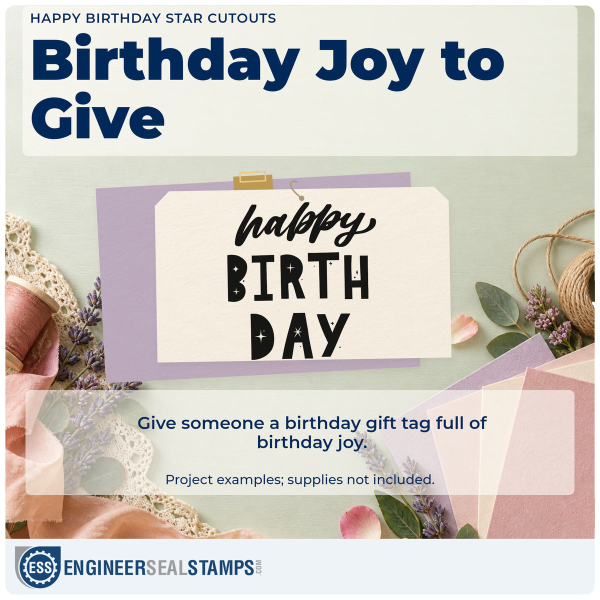 A finished handmade project stamped with the Happy Birthday Star Cutouts Block Lettering Compact Pre-Inked Stamp – Slim, ideal for drive in album page.