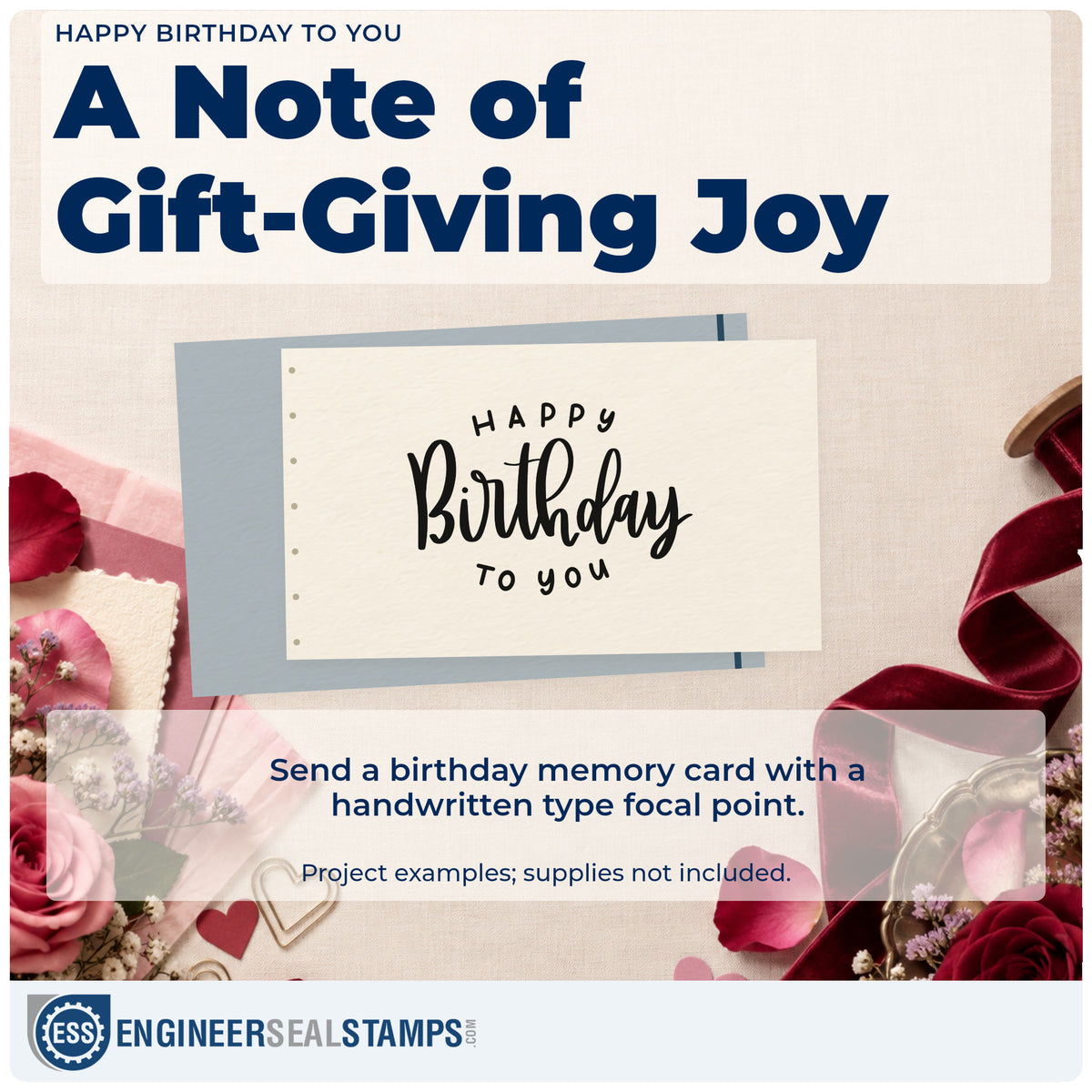 A finished handmade project stamped with the Happy Birthday To You Arch Motif Pre-Inked Stamp – PSI, ideal for singing album page.
