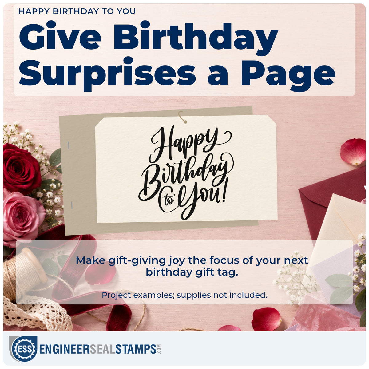 A finished handmade project stamped with the Happy Birthday To You! Flowing Script Premium Wooden Stamp – Vintage Pro, ideal for inn stay album page.