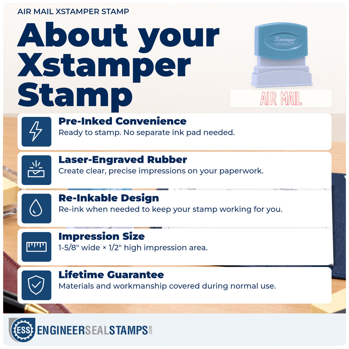 About the "Air mail" Xstamper No. 1001 stamp and how to care for it