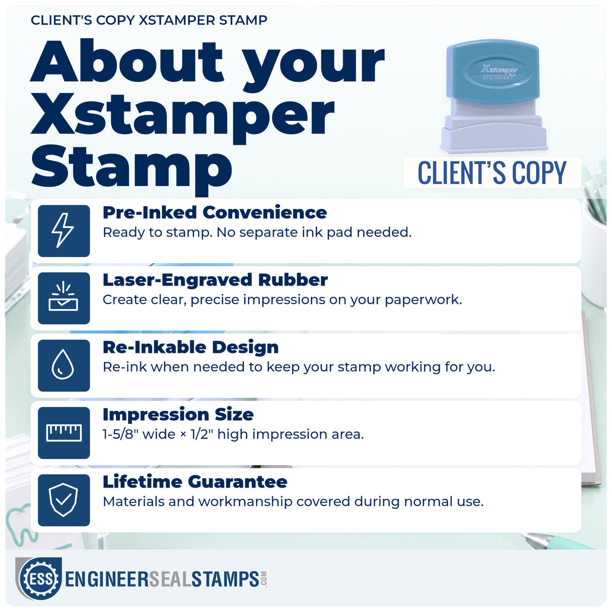 About the "Client's copy" Xstamper No. 1138 stamp and how to care for it