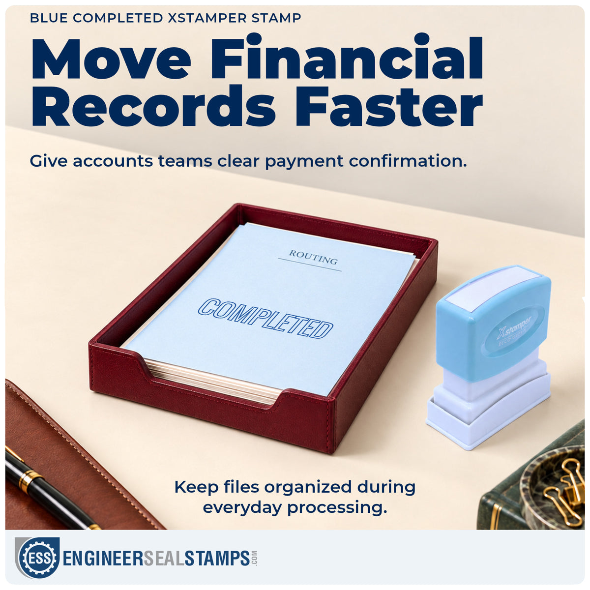 Where the "Completed" imprint fits in an office document workflow
