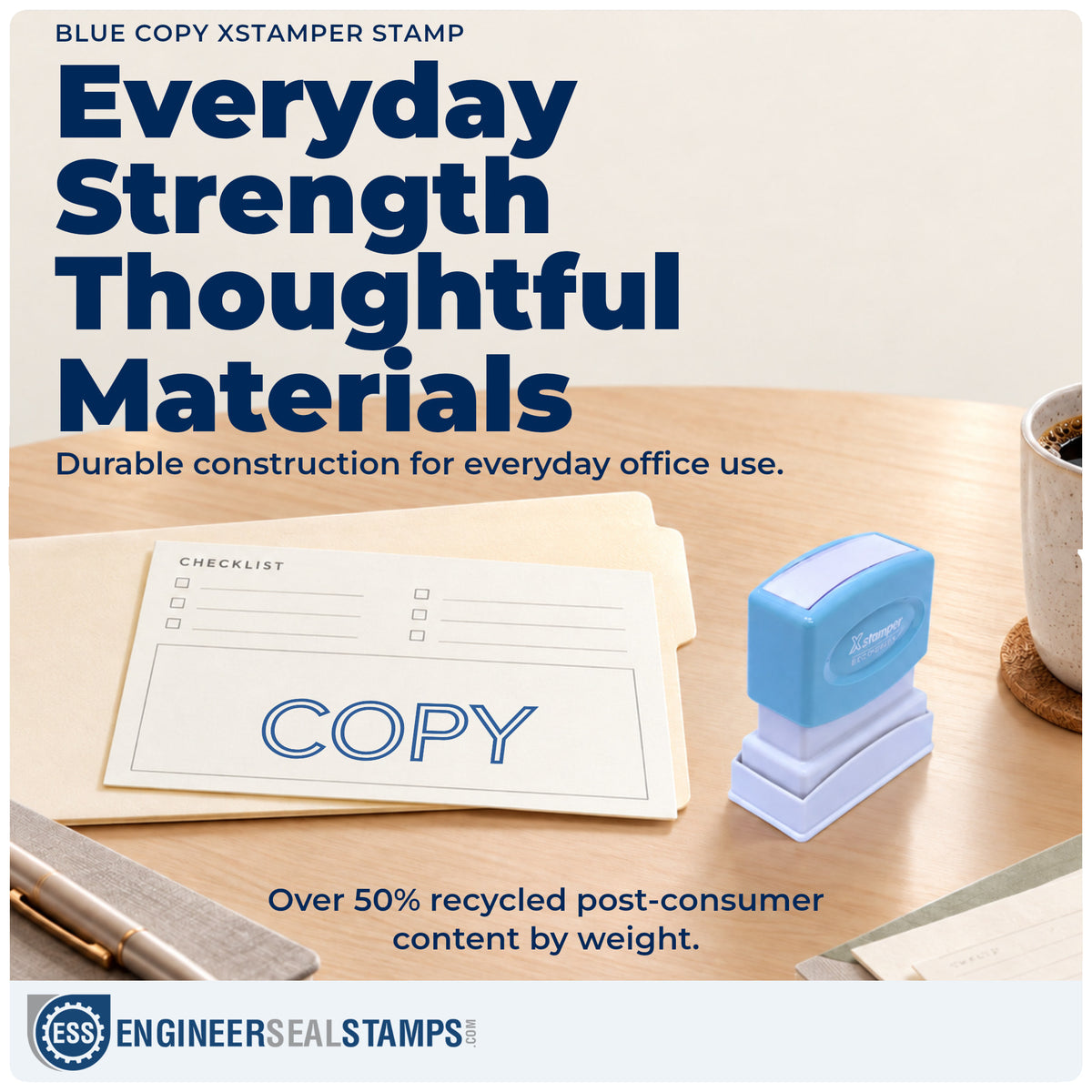Features of the "Copy" Xstamper No. 1006 pre-inked stamp