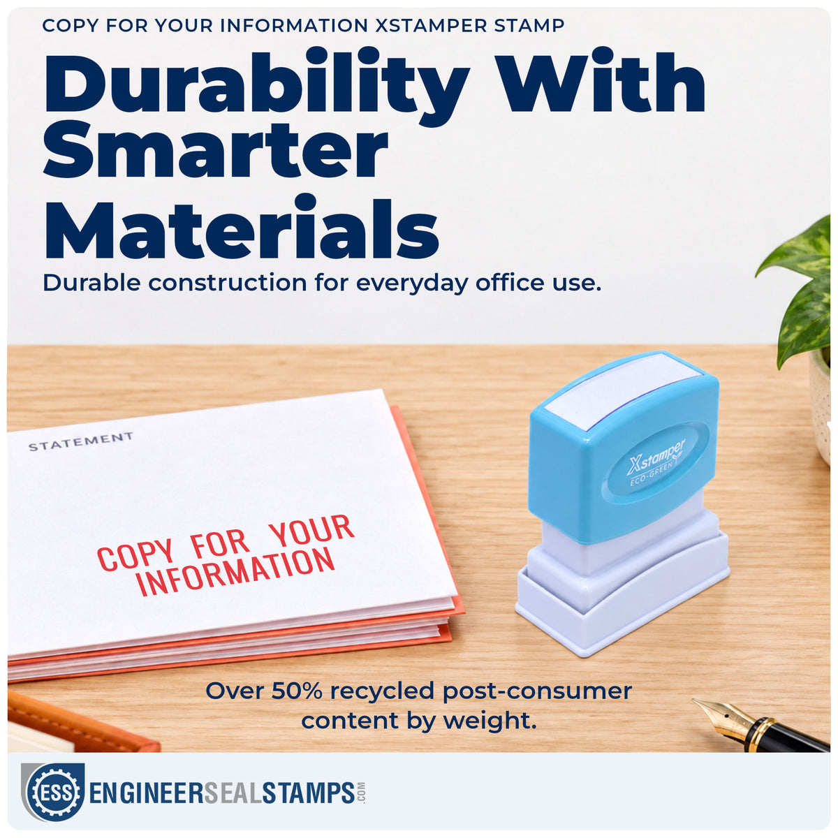 Features of the "Copy for your information" Xstamper No. 1069 pre-inked stamp