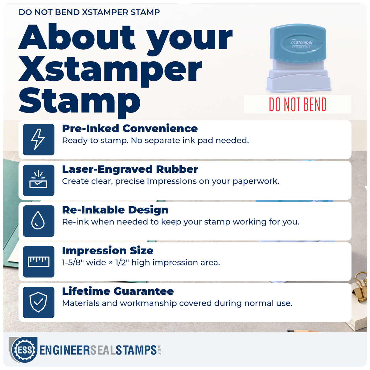 About the "Do not bend" Xstamper No. 1537 stamp and how to care for it