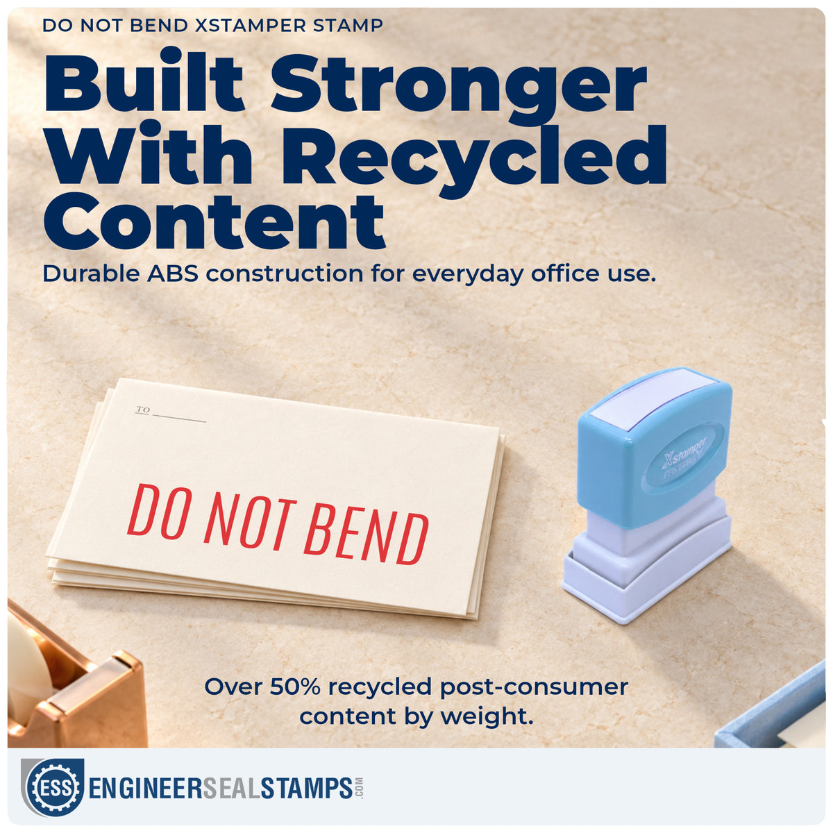 Features of the "Do not bend" Xstamper No. 1537 pre-inked stamp