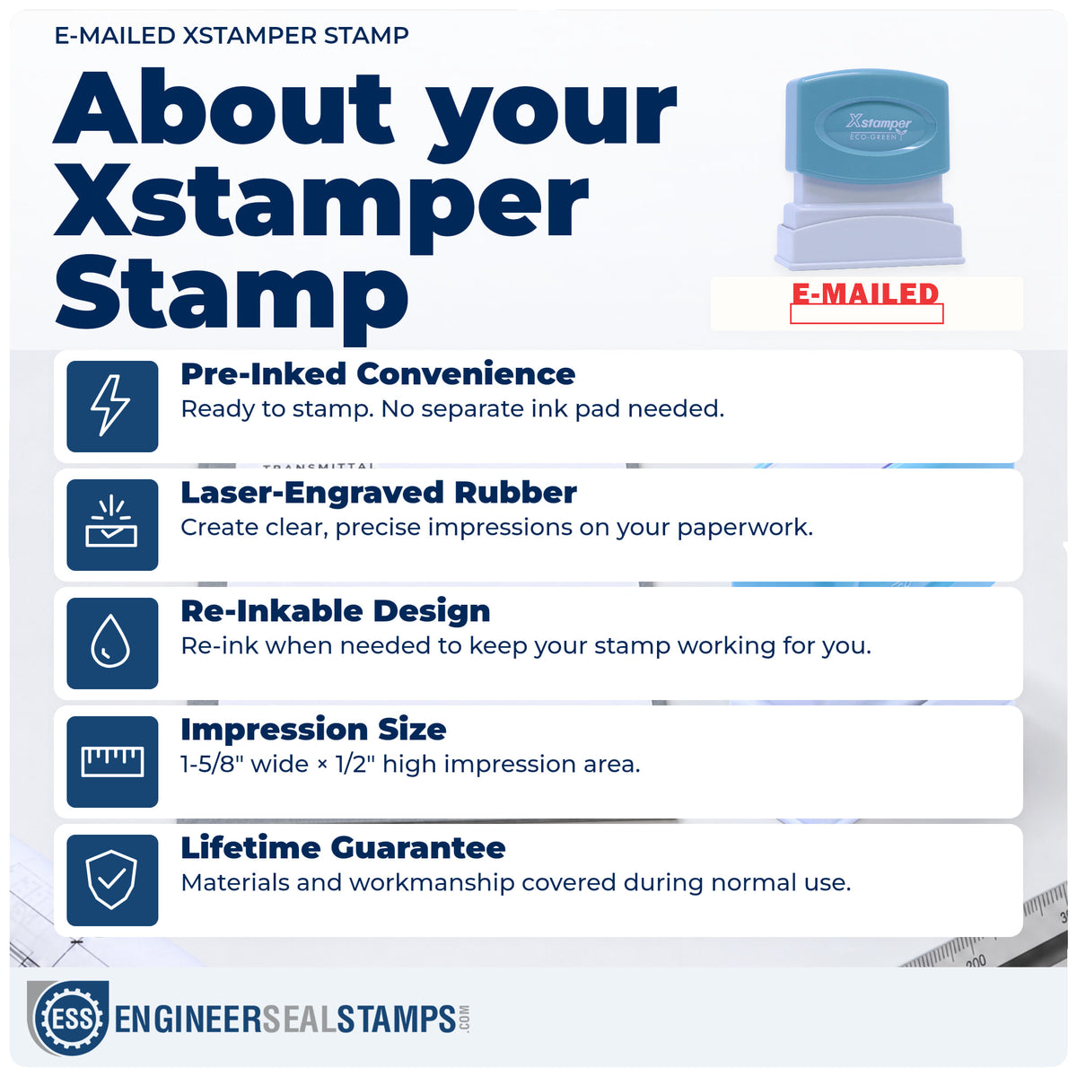 About the "E-mailed" Xstamper No. 1650 stamp and how to care for it