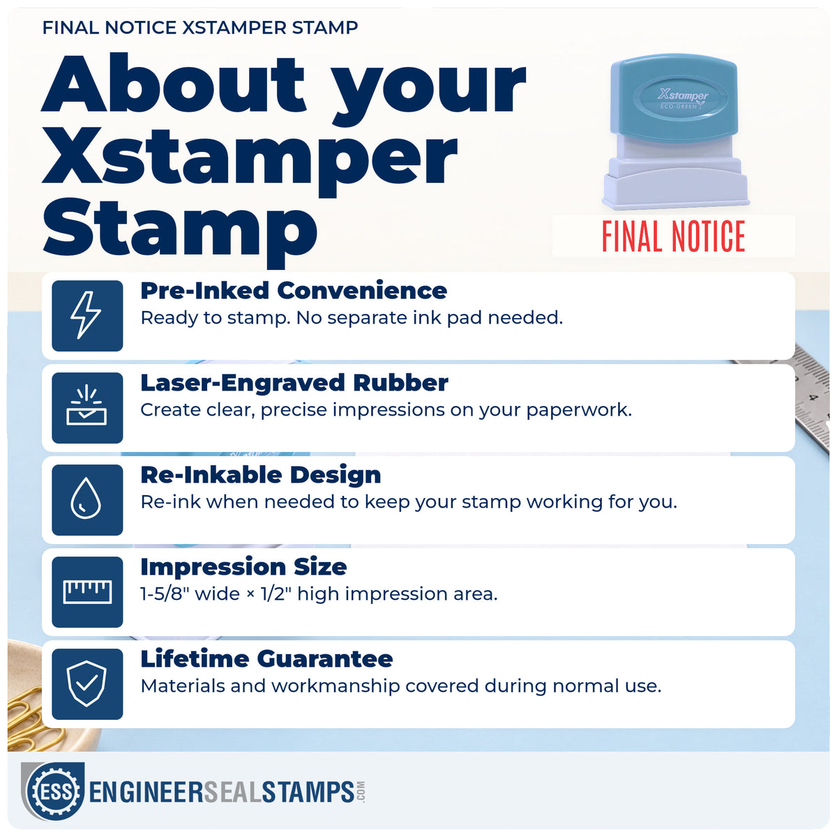 About the "Final notice" Xstamper No. 1014 stamp and how to care for it