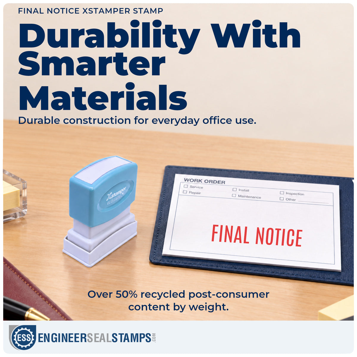 Features of the "Final notice" Xstamper No. 1014 pre-inked stamp