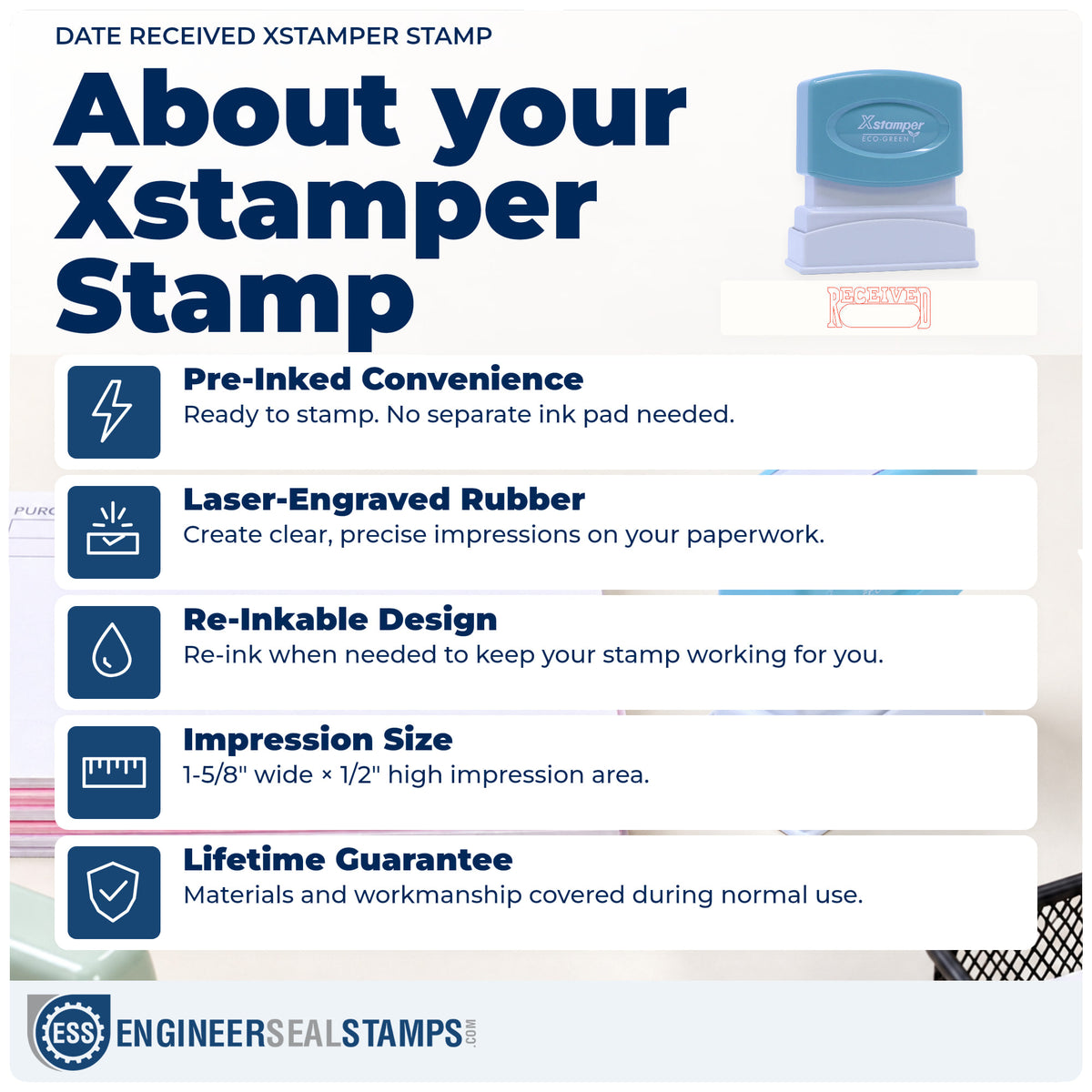 About the "Date received" Xstamper No. 1203 stamp and how to care for it
