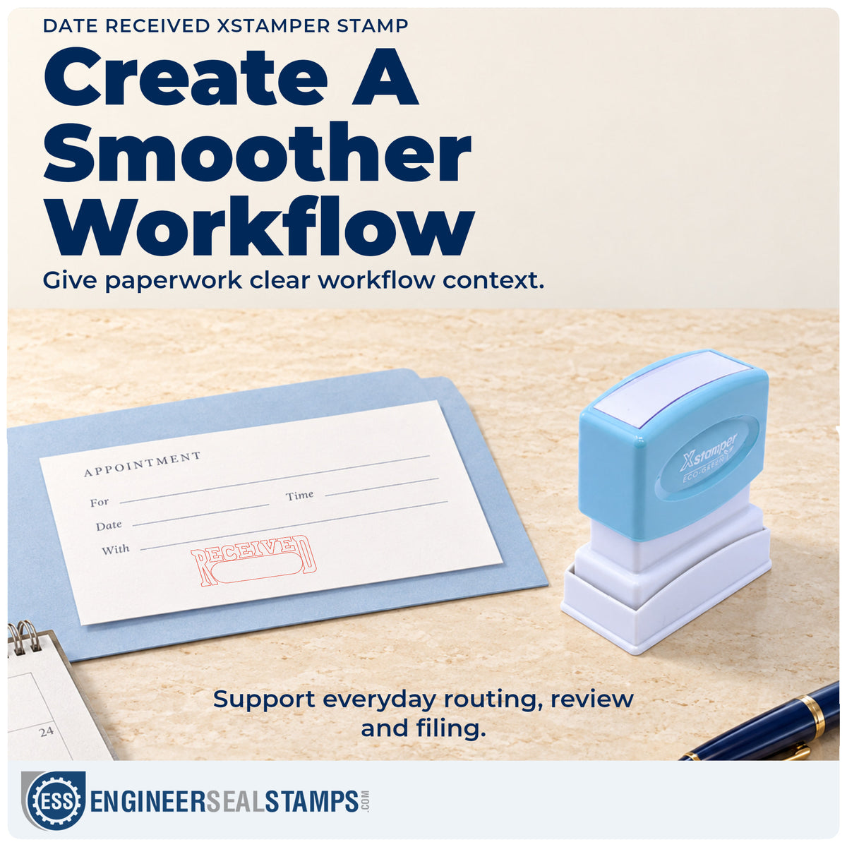 Where the "Date received" imprint fits in an office document workflow