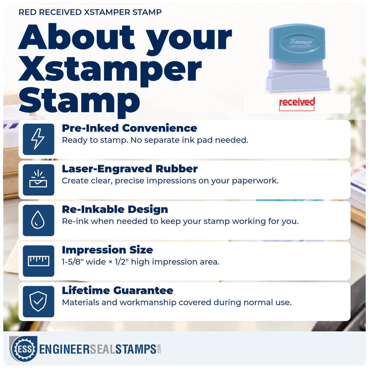About the "Received" Xstamper No. 1223 stamp and how to care for it