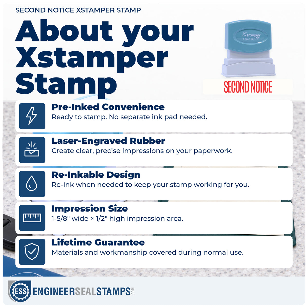 About the "Second notice" Xstamper No. 1012 stamp and how to care for it
