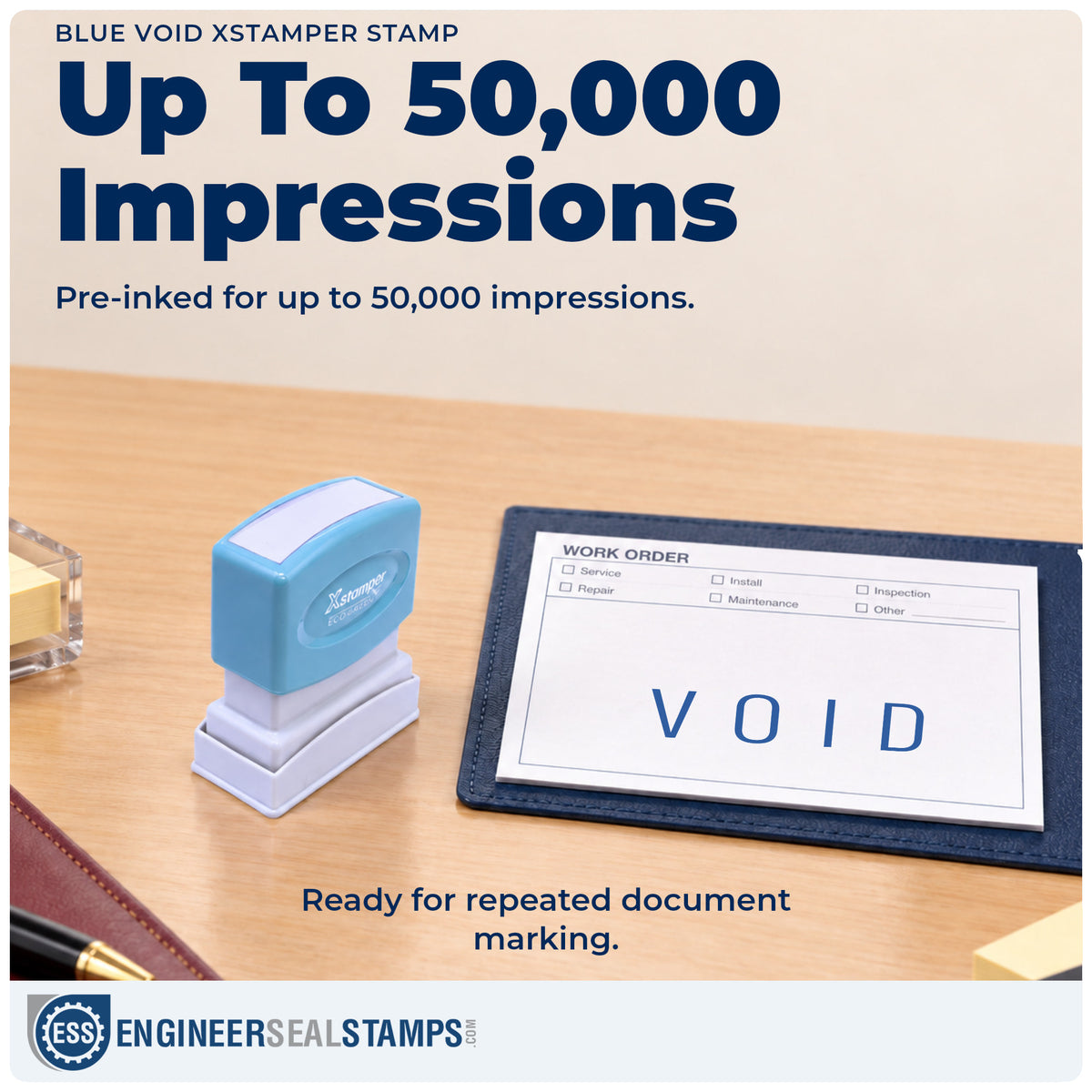 Re-inkable "Void" stamp built for thousands of repeat impressions