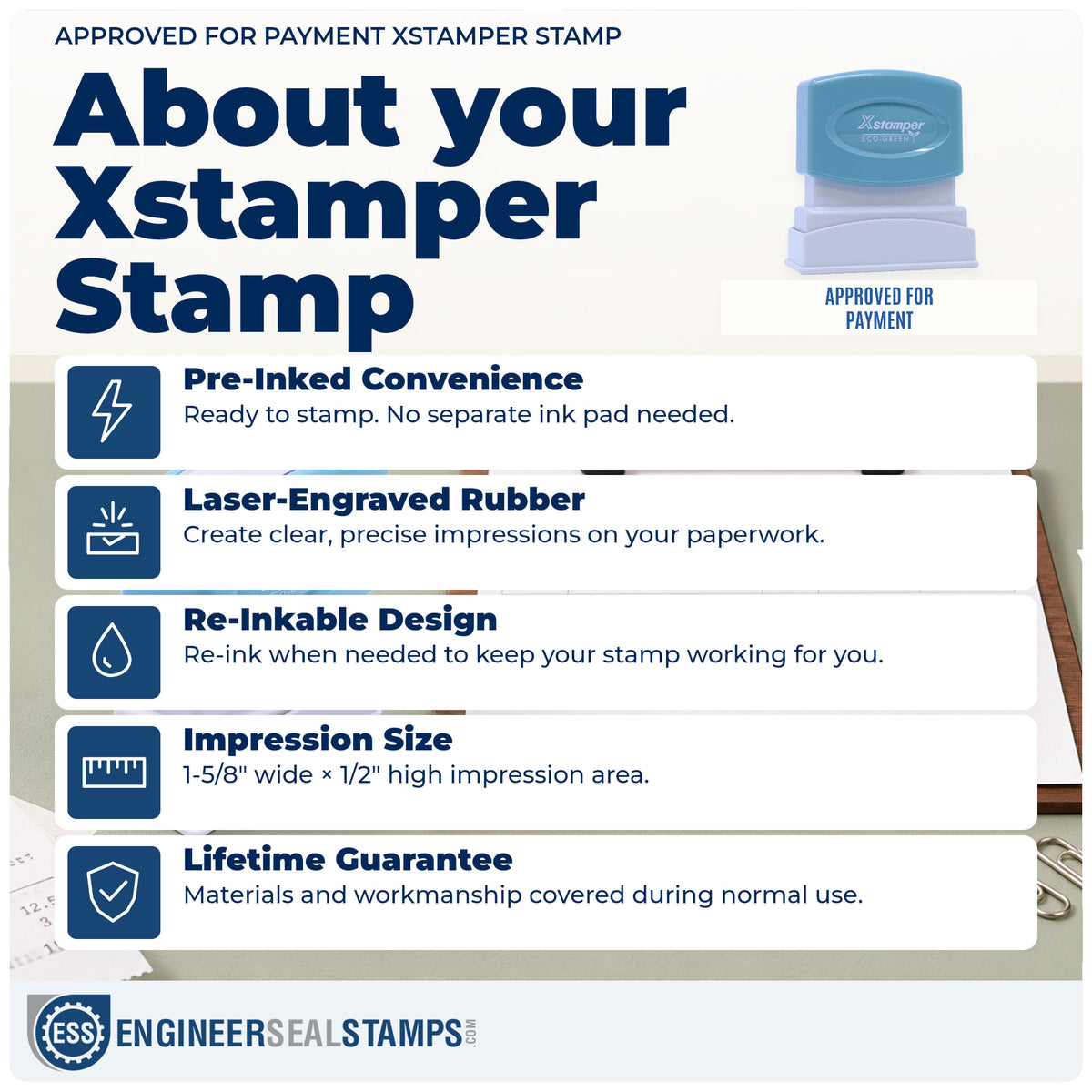 About the "Approved for payment" Xstamper No. 1025 stamp and how to care for it