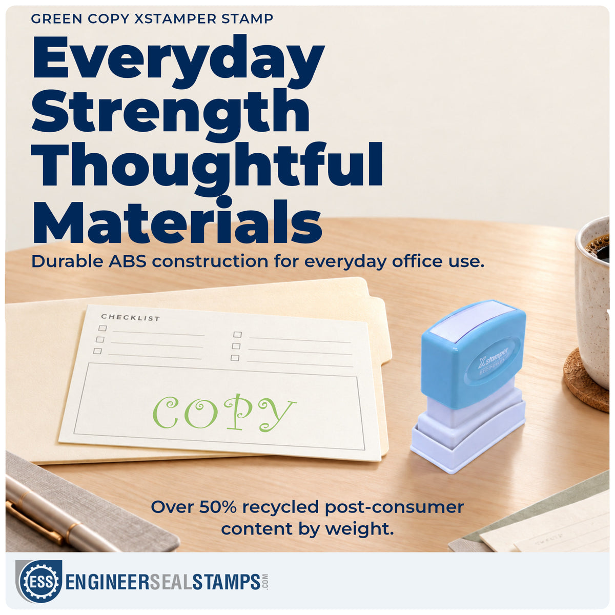 Features of the "Copy" Xstamper No. 1817 pre-inked stamp