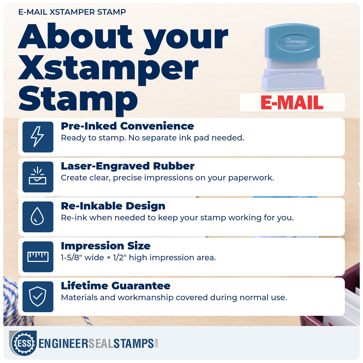 About the "E-mail" Xstamper No. 1651 stamp and how to care for it