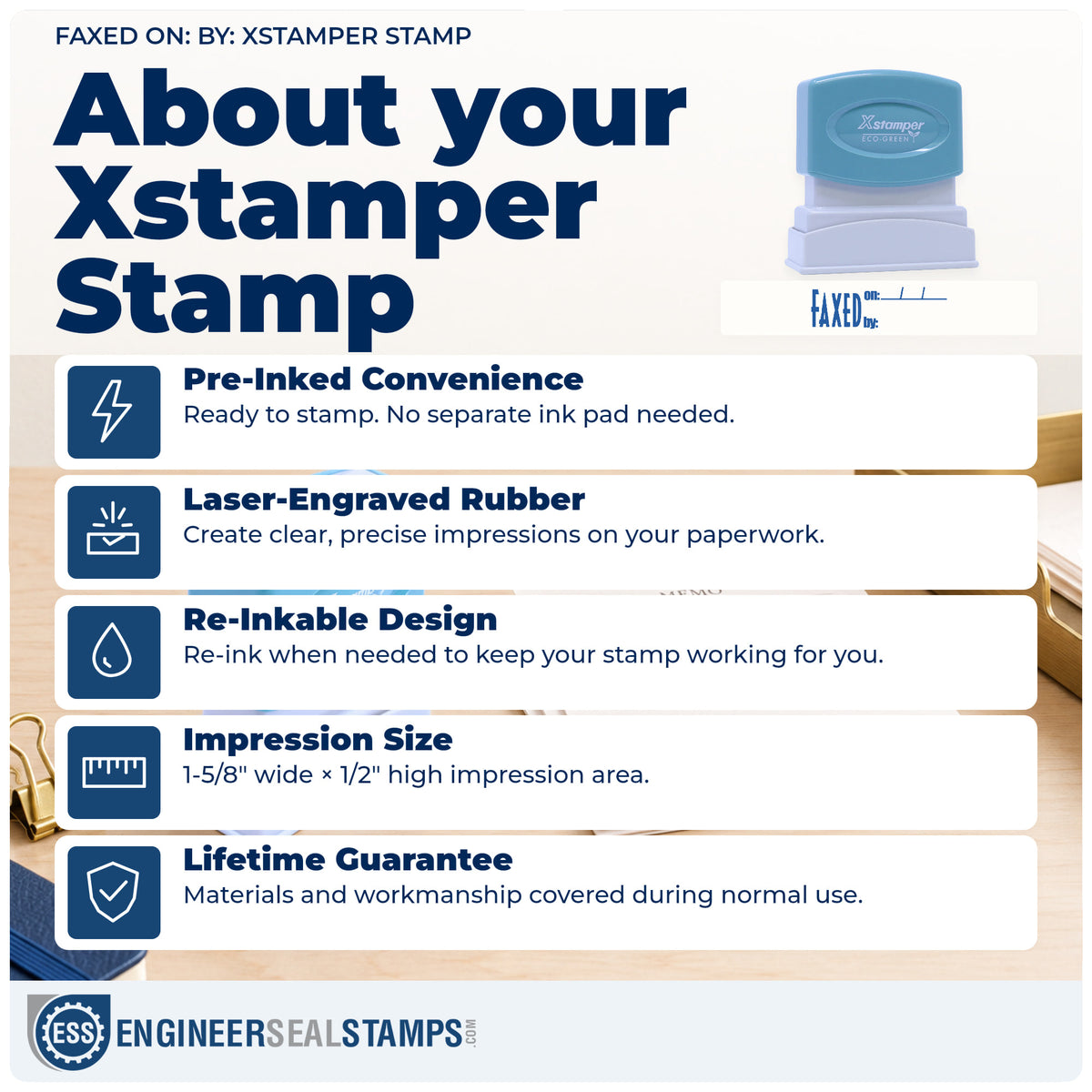 About the "Faxed on: by:" Xstamper No. 1820 stamp and how to care for it