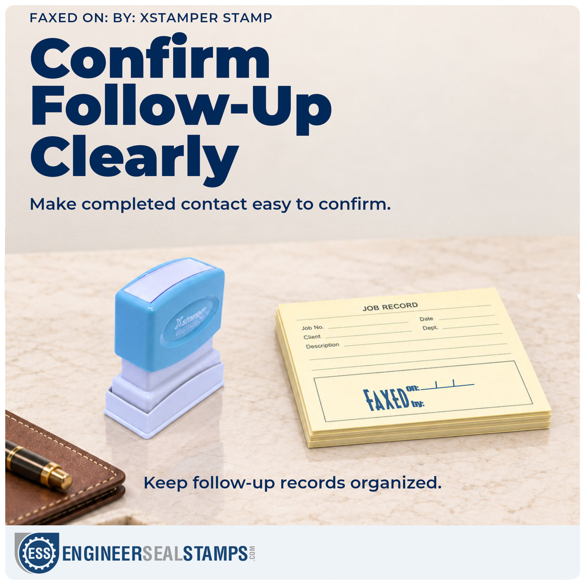 Where the "Faxed on: by:" imprint fits in an office document workflow